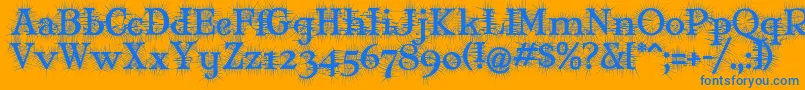 Mjdeg-Schriftart – Blaue Schriften auf orangefarbenem Hintergrund
