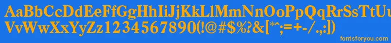 フォントCasadserialXboldRegular – オレンジ色の文字が青い背景にあります。