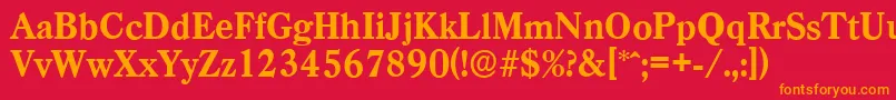 フォントCasadserialXboldRegular – 赤い背景にオレンジの文字