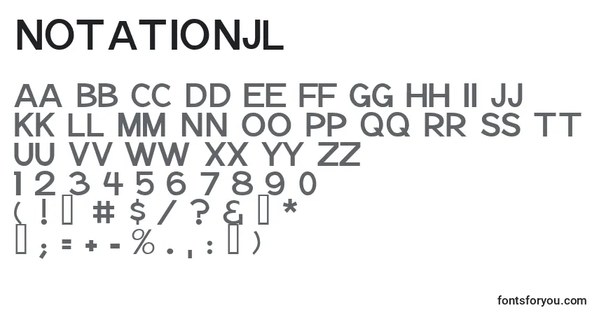 NotationJl Font – alphabet, numbers, special characters