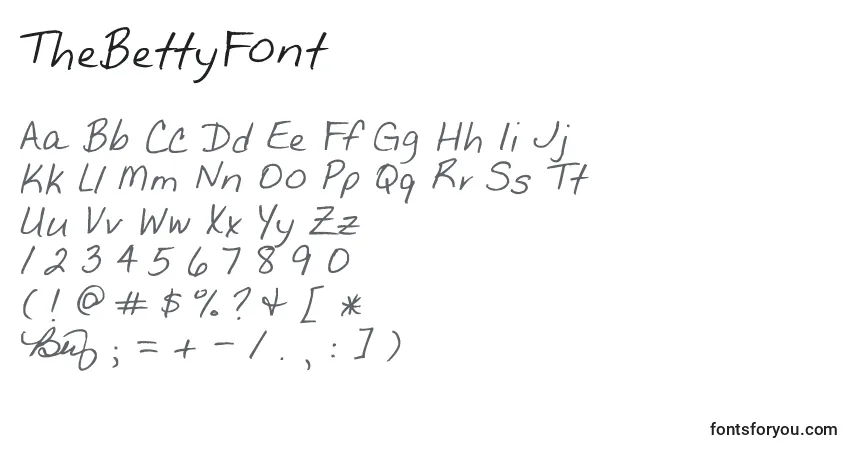 Schriftart TheBettyFont – Alphabet, Zahlen, spezielle Symbole