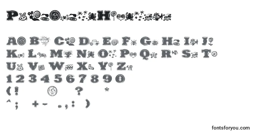 Czcionka PuchakhonHypnosis – alfabet, cyfry, specjalne znaki