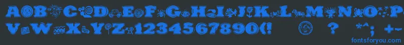 PuchakhonHypnosis-Schriftart – Blaue Schriften auf schwarzem Hintergrund