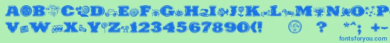 PuchakhonHypnosis-Schriftart – Blaue Schriften auf grünem Hintergrund
