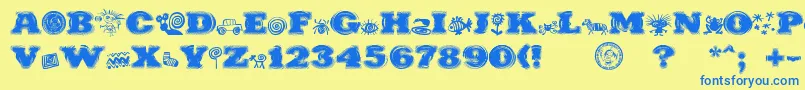 Шрифт PuchakhonHypnosis – синие шрифты на жёлтом фоне