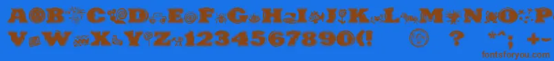 PuchakhonHypnosis-Schriftart – Braune Schriften auf blauem Hintergrund