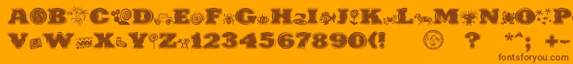PuchakhonHypnosis-Schriftart – Braune Schriften auf orangefarbenem Hintergrund