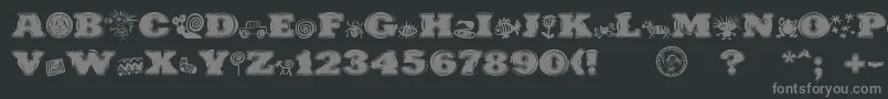 PuchakhonHypnosis-fontti – harmaat kirjasimet mustalla taustalla