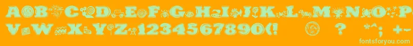 PuchakhonHypnosis Font – Green Fonts on Orange Background