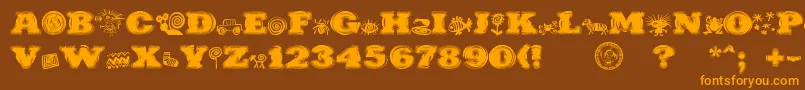 PuchakhonHypnosis-Schriftart – Orangefarbene Schriften auf braunem Hintergrund