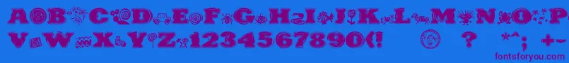 PuchakhonHypnosis-Schriftart – Violette Schriften auf blauem Hintergrund