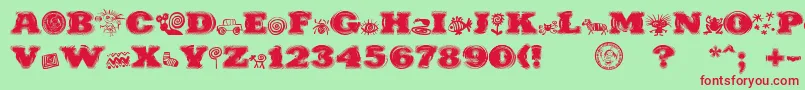 Шрифт PuchakhonHypnosis – красные шрифты на зелёном фоне
