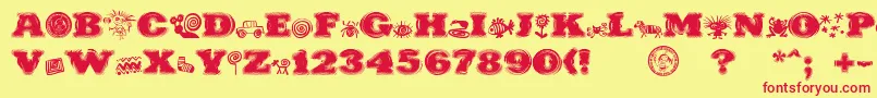 Fonte PuchakhonHypnosis – fontes vermelhas em um fundo amarelo