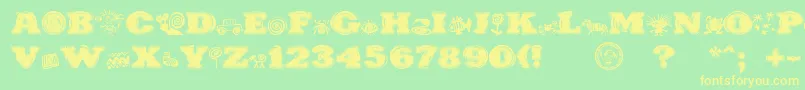 PuchakhonHypnosis-Schriftart – Gelbe Schriften auf grünem Hintergrund