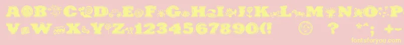 PuchakhonHypnosis-Schriftart – Gelbe Schriften auf rosa Hintergrund