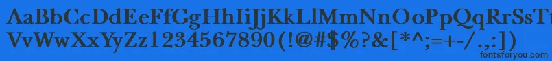 NewbaskervilleBold-Schriftart – Schwarze Schriften auf blauem Hintergrund