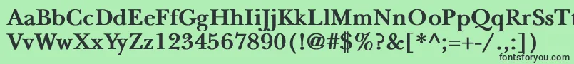 NewbaskervilleBold-fontti – mustat fontit vihreällä taustalla