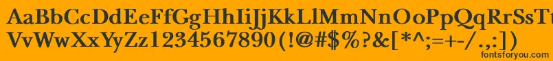 NewbaskervilleBold-Schriftart – Schwarze Schriften auf orangefarbenem Hintergrund