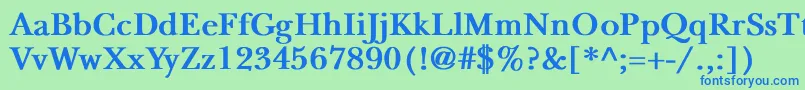NewbaskervilleBold-fontti – siniset fontit vihreällä taustalla
