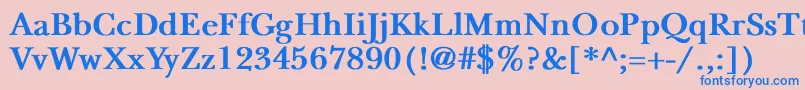 NewbaskervilleBold-fontti – siniset fontit vaaleanpunaisella taustalla