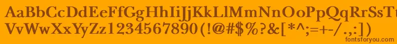 NewbaskervilleBold-fontti – ruskeat fontit oranssilla taustalla