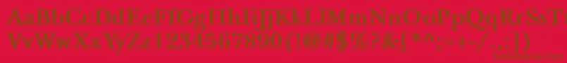 NewbaskervilleBold-Schriftart – Braune Schriften auf rotem Hintergrund