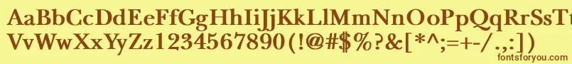 フォントNewbaskervilleBold – 茶色の文字が黄色の背景にあります。