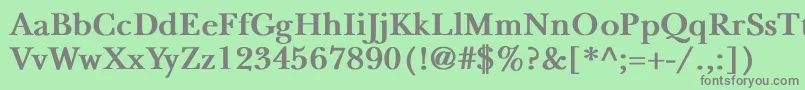 NewbaskervilleBold-fontti – harmaat kirjasimet vihreällä taustalla