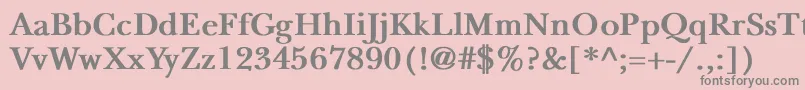 NewbaskervilleBold-fontti – harmaat kirjasimet vaaleanpunaisella taustalla