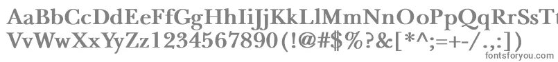 NewbaskervilleBold-fontti – harmaat kirjasimet valkoisella taustalla
