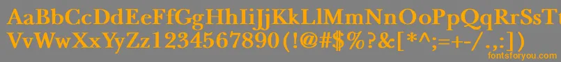 NewbaskervilleBold-fontti – oranssit fontit harmaalla taustalla