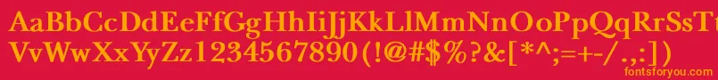 NewbaskervilleBold Font – Orange Fonts on Red Background