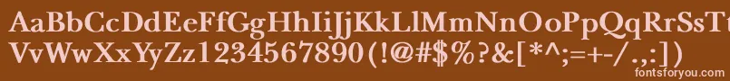 NewbaskervilleBold-fontti – vaaleanpunaiset fontit ruskealla taustalla