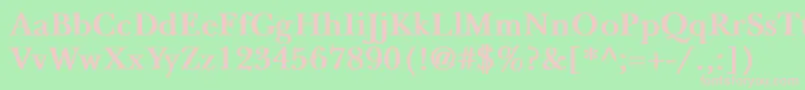 NewbaskervilleBold-fontti – vaaleanpunaiset fontit vihreällä taustalla