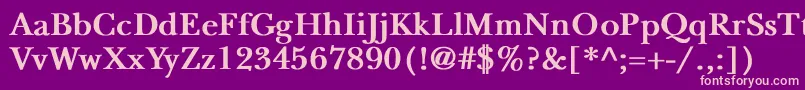 NewbaskervilleBold-fontti – vaaleanpunaiset fontit violetilla taustalla