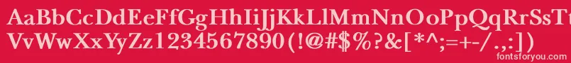 NewbaskervilleBold-fontti – vaaleanpunaiset fontit punaisella taustalla