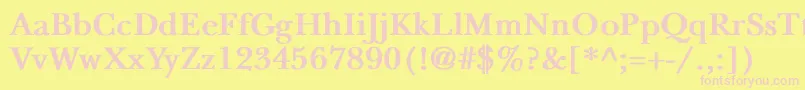 NewbaskervilleBold-fontti – vaaleanpunaiset fontit keltaisella taustalla