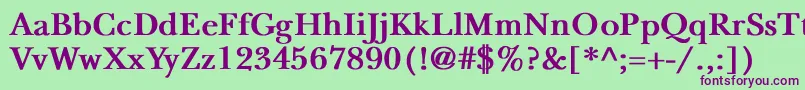 NewbaskervilleBold-fontti – violetit fontit vihreällä taustalla