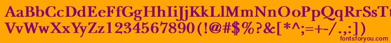 NewbaskervilleBold-Schriftart – Violette Schriften auf orangefarbenem Hintergrund