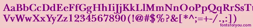 NewbaskervilleBold-fontti – violetit fontit vaaleanpunaisella taustalla