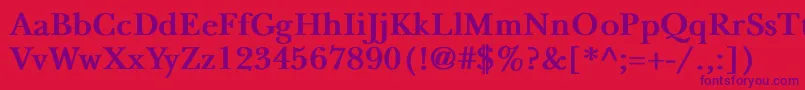 NewbaskervilleBold-fontti – violetit fontit punaisella taustalla