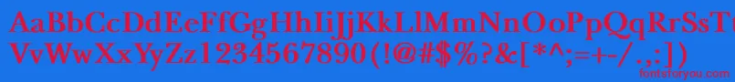 NewbaskervilleBold-fontti – punaiset fontit sinisellä taustalla