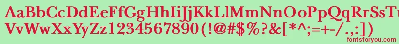NewbaskervilleBold-fontti – punaiset fontit vihreällä taustalla