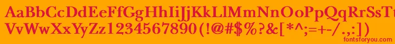 NewbaskervilleBold-fontti – punaiset fontit oranssilla taustalla