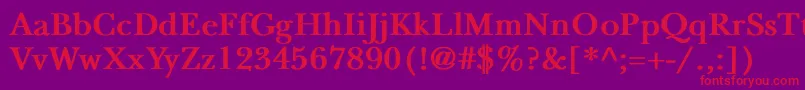 NewbaskervilleBold-fontti – punaiset fontit violetilla taustalla