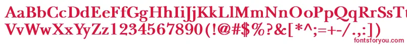 NewbaskervilleBold-Schriftart – Rote Schriften auf weißem Hintergrund
