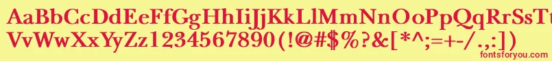 NewbaskervilleBold-fontti – punaiset fontit keltaisella taustalla