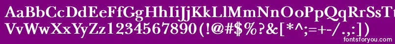 NewbaskervilleBold-Schriftart – Weiße Schriften auf violettem Hintergrund