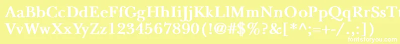 NewbaskervilleBold-fontti – valkoiset fontit keltaisella taustalla
