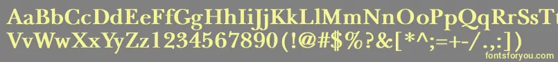 NewbaskervilleBold-fontti – keltaiset fontit harmaalla taustalla